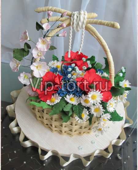 Торт на 8 марта "Корзина с полевыми цветами"