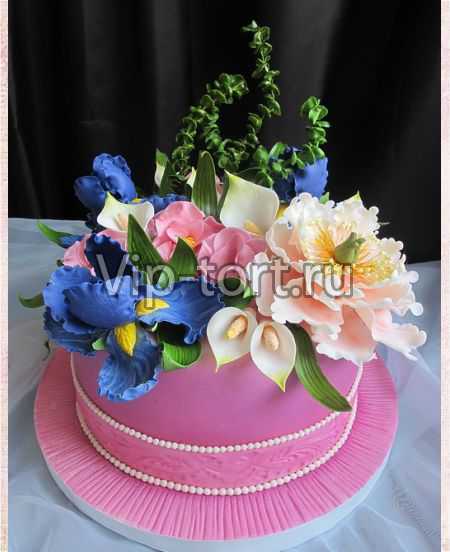 Торт на 8 марта "Розовый торт с цветами"