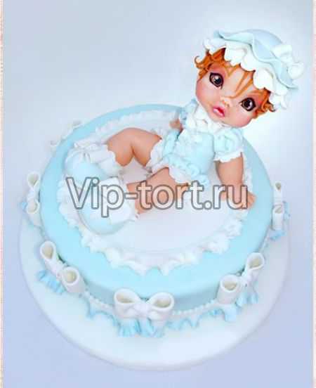 Детский торт "Малышка в голубом"