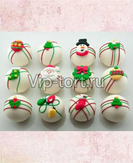Новогодние Cake Pops "Дед Мороз и снеговики"
