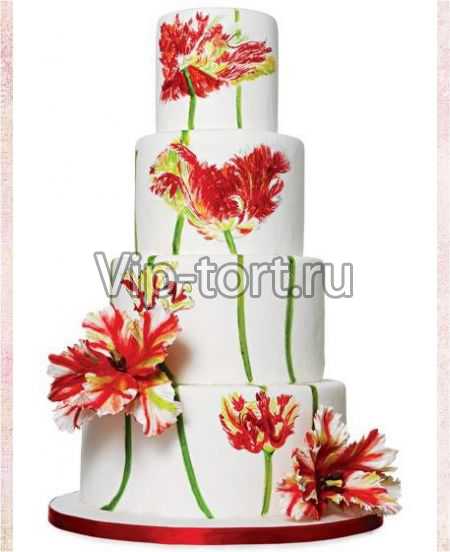Свадебный торт "Волнистые тюльпаны"