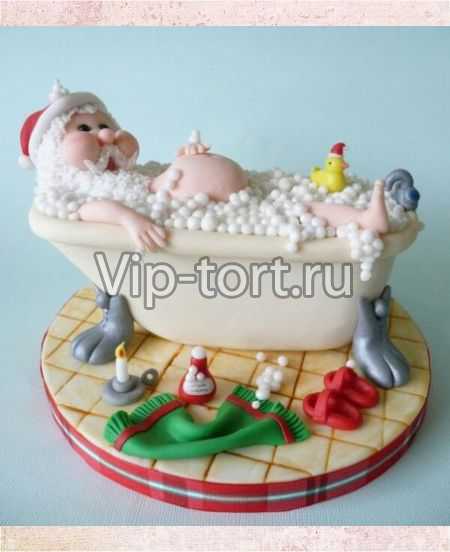 Новогодний торт "Дед Мороз принимает ванну"