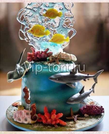 Торт "Акулы в подводном мире"