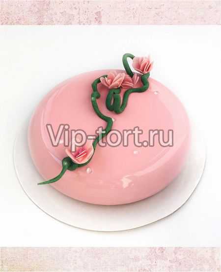 Торт с зеркальным покрытием "Розовая нежность"