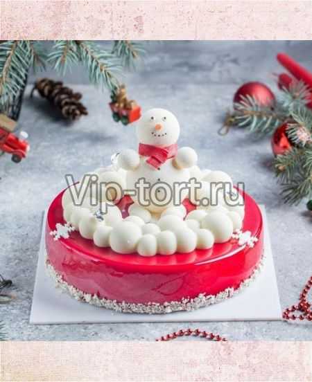 Новогодний торт "Велюровый снеговичок"