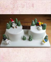 Новогодний торт "Снеговики с подарками"