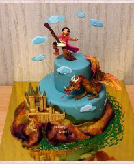 Детский торт "Гарри Поттер. Полет над Хогвартсом"