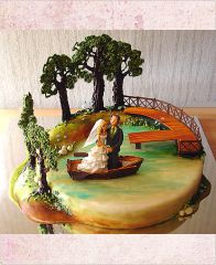 Свадебный торт "Озеро в лесу"
