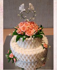 Свадебный торт "Плетенка и розы"
