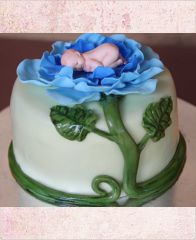 Торт на рождение ребенка "Малыш в голубом цветочке"