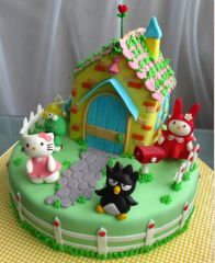 Торт для девочки "Китти и друзья ( Hello Kitty )"