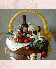 Праздничный торт "Пасхальная корзина"