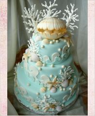 Торт на Жемчужную свадьбу (Ракушка с кораллами)