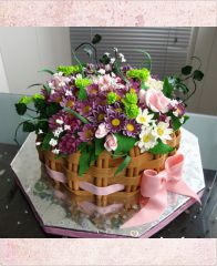 Торт на 8 марта "Корзина с осенними цветами"