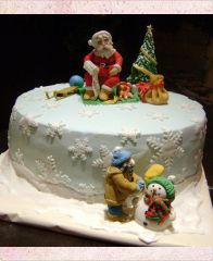 Новогодний торт "Дед Мороз с мешком подарков"