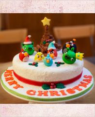 Новогодний торт "Новый год в стиле Angry Birds"