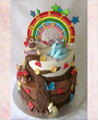 Детский торт "Феи, радуга и пони"