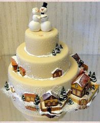 Новогодний торт "Два снеговика"