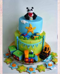 Детский торт "Панда и паровозик"