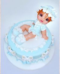 Детский торт "Малышка в голубом"