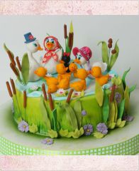 Детский торт "Утиная семья"