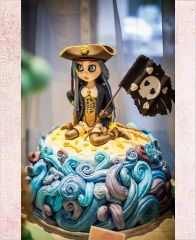 Детский торт "Пиратка на острове"