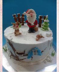 Новогодний торт "Дедушка Мороз и зайчики"