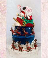 Новогодний торт "Дед Мороз в санях"
