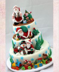 Новогодний торт "Дед Мороз и снеговик"