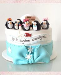 Детский торт "Зимние пингвинчики"