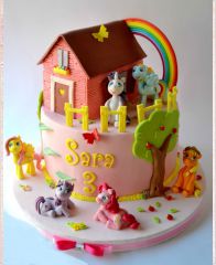 Детский торт "Пони в гостях у Рэрити и Рейнбоу Даш"