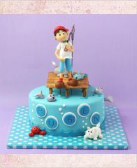 Детский торт "Мальчик рыбак"
