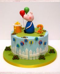 Детский торт "Пэппа с шариками"