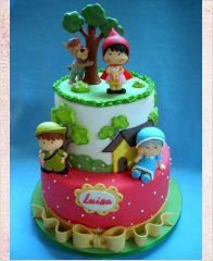 Детский торт "Красная шапочка и дровосек"