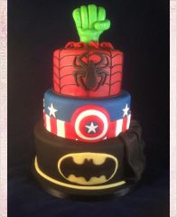 Детский торт "Герои Бэтмен,Капитан Америка,Человек паук и Халк"