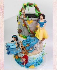 Детский торт "Три принцессы: Белоснежка, Ариэль и Жасмин"