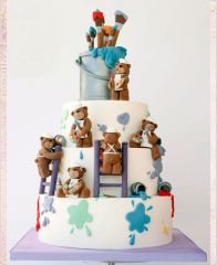 Детский торт "Кляксы краски от Тедди"
