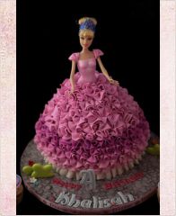 Детский торт "Пышное розовое платье Барби"