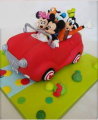 Детский торт "Красная машина Микки"