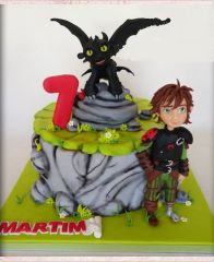 Детский торт "Черный дракон с большими глазами"