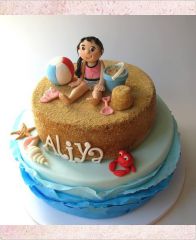 Детский торт "Песочный пляж с крабиком"