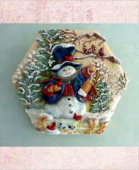 Новогодний торт "Снеговик со скворешником"