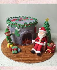Новогодний торт "Камин Деда Мороза"