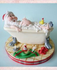 Новогодний торт "Дед Мороз принимает ванну"
