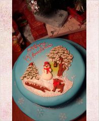 Новогодний торт "Снеговик и елка"