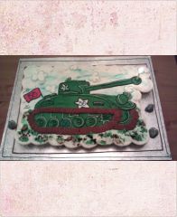 Торт на 23 февраля "Зеленый танк. World of tanks"