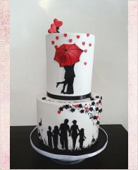 Торт на день Святого Валентина "Красный зонт с сердечками"