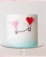 Торт на день Святого Валентина "Воздушные сердечки в небе"