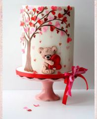 Торт на день Святого Валентина "Сердечное деревце и Миша"