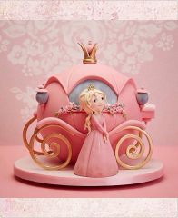 Детский торт "Принцесса у розовой кареты"